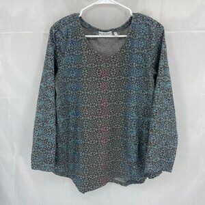 Habitat Women L Blouse Snowflake Printed Raised Velvet Long Sleeve Asymmetric